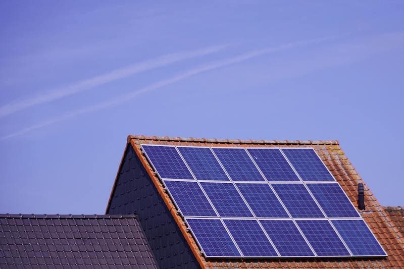 Solar panels on residential roof
